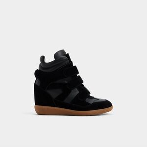 Aldo Black Wedge Sneaker with Gum Sole